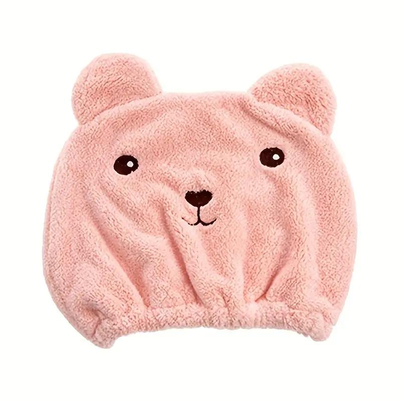 

1pc Women s Quick-Dry Super Absorbent Hair Towel Wrap - Cute Bear Design Plush Microfiber/Coral Fleece Hair Drying Cap, 1pc червоний