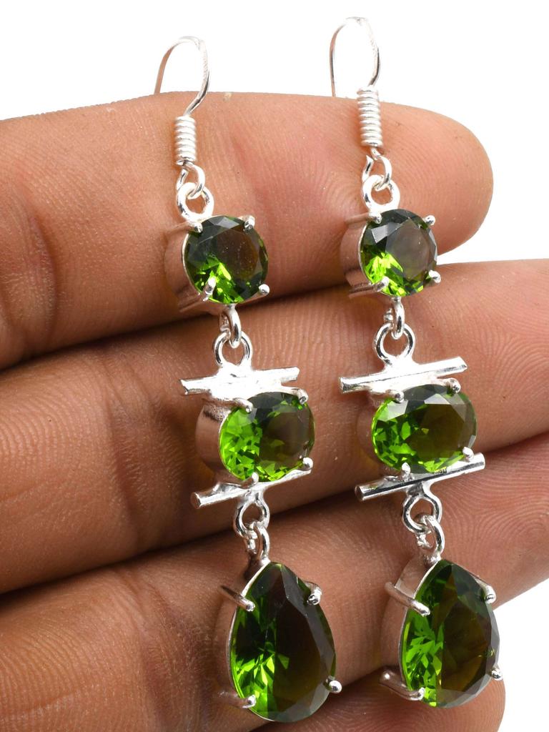 Peridot Gemstone Ethnic Handmade Drop Dengle Earring Jewelry ER 288