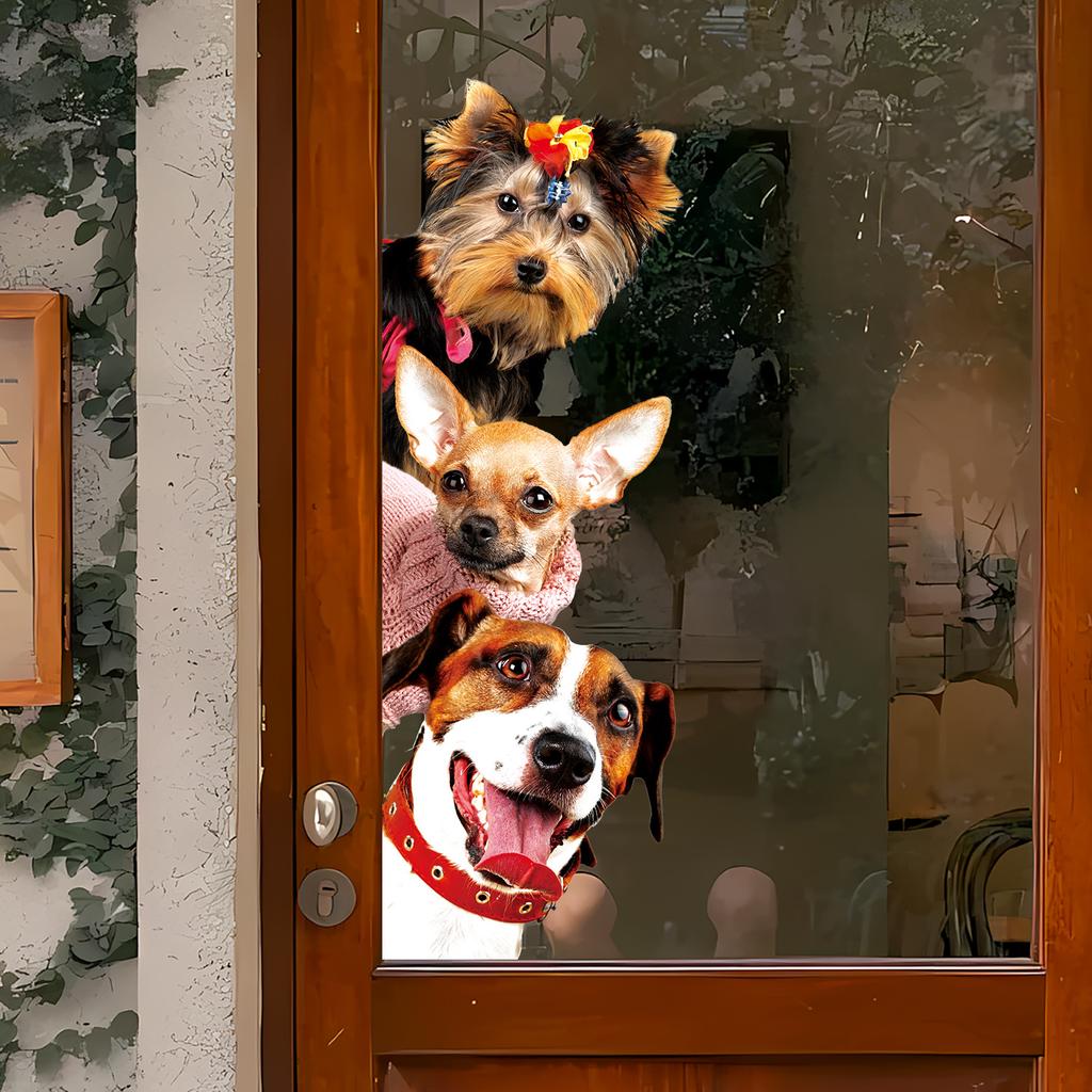 Cute Realistic Animal Peeking Window Stickers Creative Glass Decor Festival Decoration Home Shop Window Clings Adorable Animal Wall Stickers