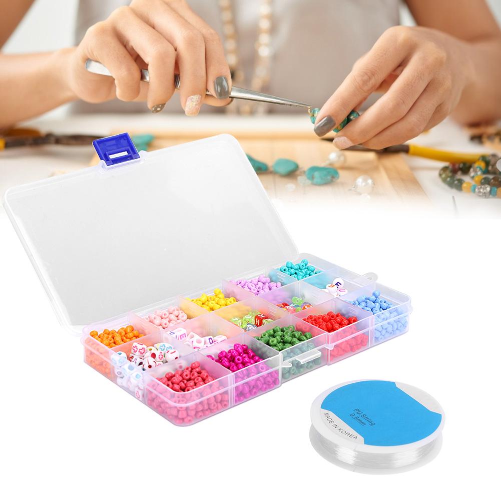 DIY Craft Round Quadrate Beads Kit Bracelet Necklaces Crafting Jewelry Making Supplies