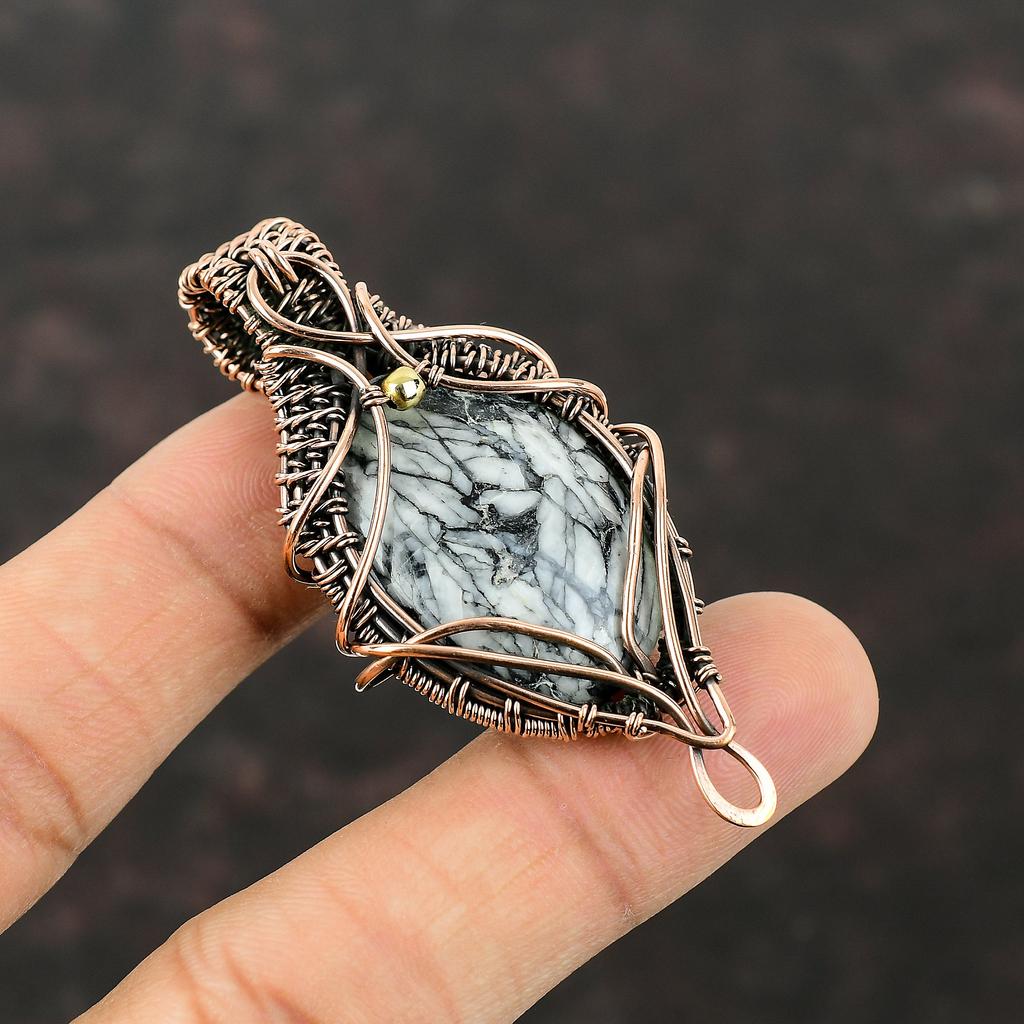 Pinolith Jasper Pendant Copper Wire Wrapped Gemstone Pendant Handmade Copper Jewelry Brand New Pendant Gift For Her Wire Wrap Stone Jewelry