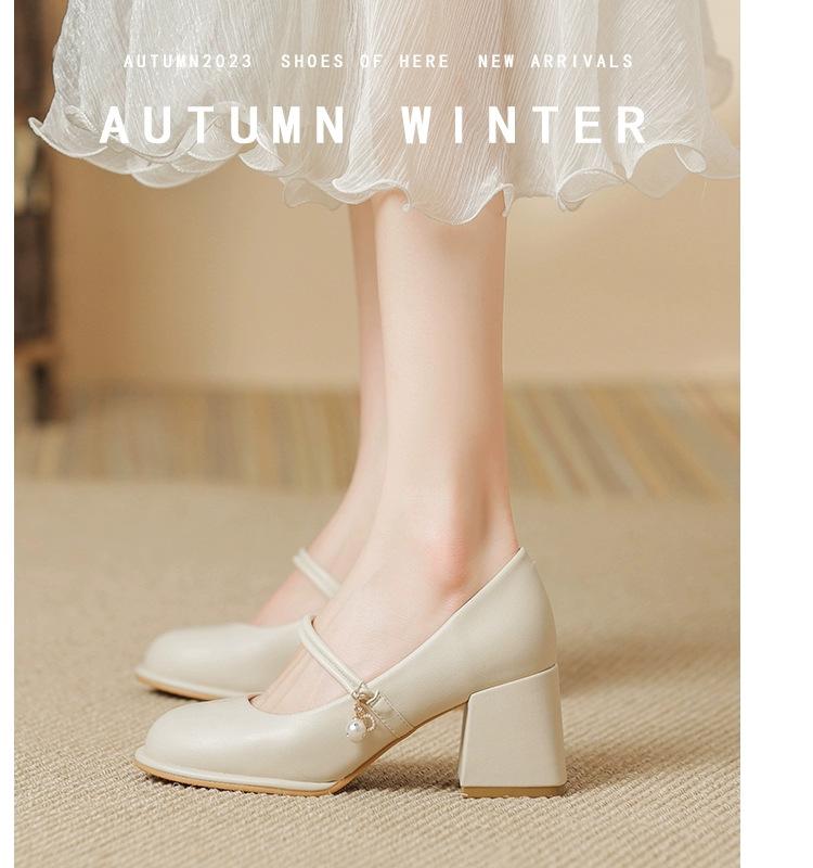 

Spring 2024 new fairy style high heels trendy fashion versatile thick heel shallow mouth women s single shoes fashion work shoes 35