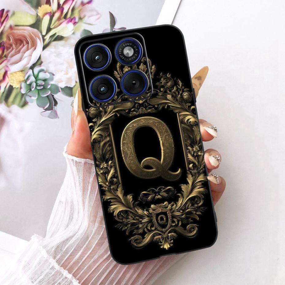 Fashion Crown Letter Case For Motorola Edge 70 / Moto X70 Air 5G Soft Black Silicone Back Cover For Motorola Edge70 Phone Cases
