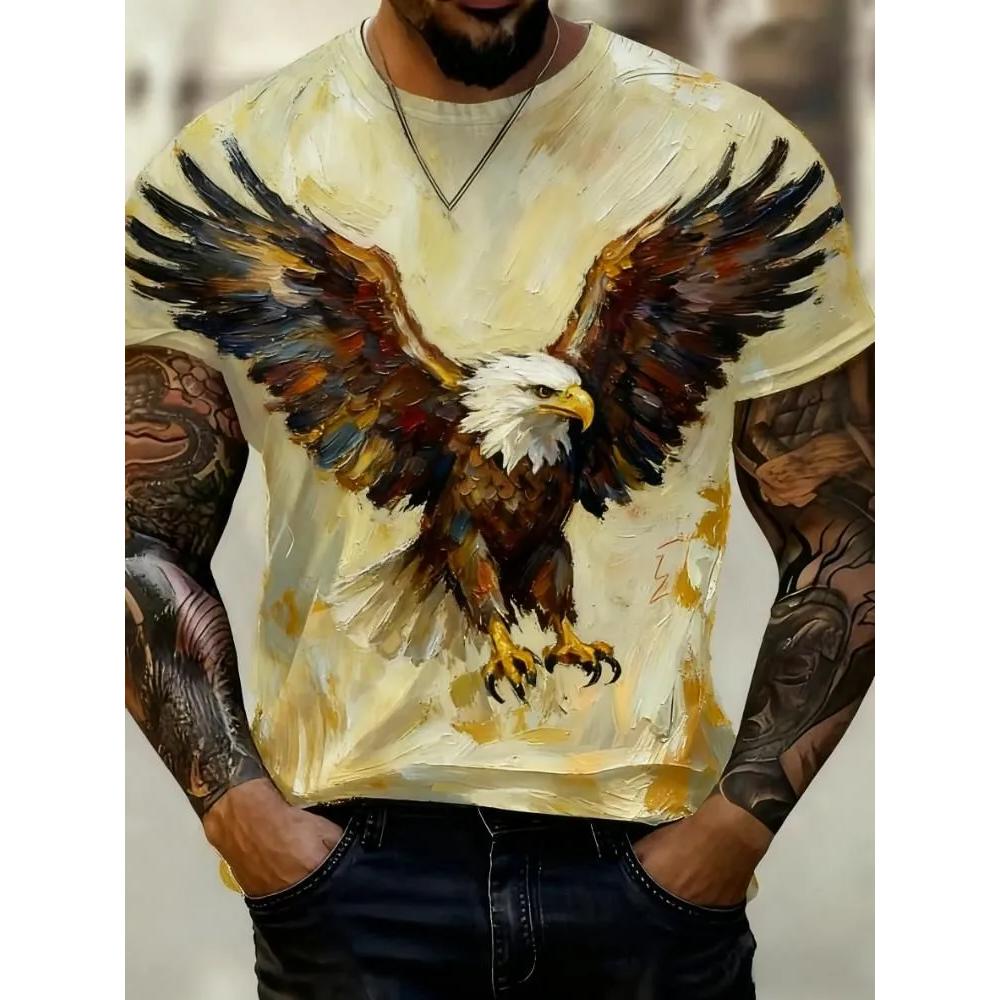 Fashion Versatile Men's Printed Short Sleeve Casual Loose Top T-Shirt Comfortable Crew Neck T-Shirts Men’s