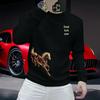Year of the Horse Men's Sweatshirt: Fleece-Lined, Trendy Print, Round Neck, Versatile Autumn/Winter Fashion.