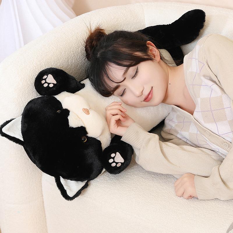 Hot Soft Cute Cat Pillow Plush Doll Filled Animal Pillow Black Cats Plush Toy Nap Sleep Pillow Leg  Office Chair Home Decor
