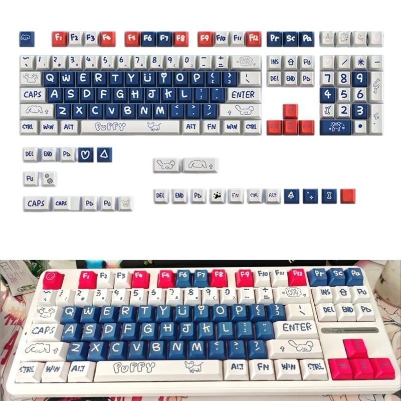 133Key Puppy Themed Keycap Original Profile PBT Dye Sublimation Keycap Set for Customs Mechanical Keyboards
