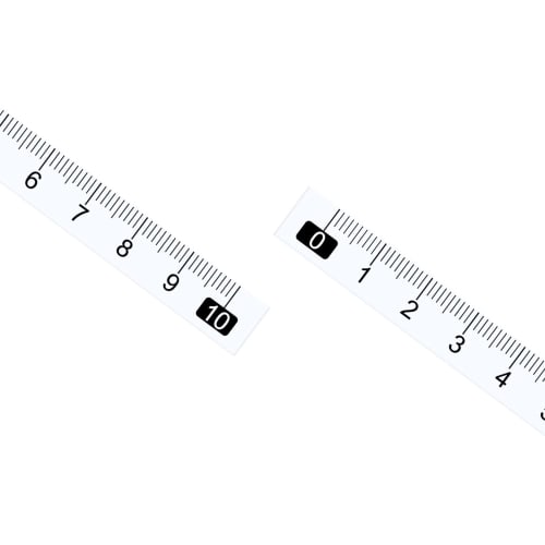 Kozelo 10-Piece Set of Self-Adhesive Tape Measures, Metric, 10cm x Left to Right Reading, Waterproof Sticky Ruler Tape, Clear