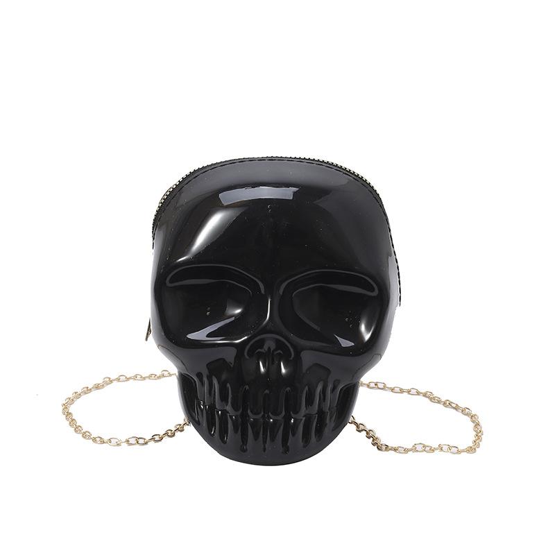 Rose Red Cute Carto Shoulder Bag Halloween Funny Ghost Skull Bag Pu Leather Zipper Handbag Purse Small Crossbody Phe Bags