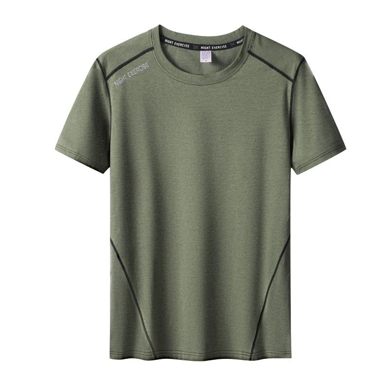 

Outdoor men s breathable loose European size sports breathable quick-drying T-shirt casual round neck short sleeves XXXL хакі