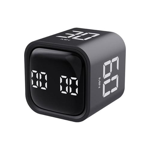 Digital Cube Pomodoro Timer, Productivity Timer, Kitchen Timer, Desk Timer with 5/10/30/60 Minutes & Custom Countdown, Vibration & Adjustable Sound Al