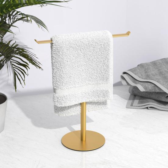 Yousheng Bad Handtuchhalter Einfach zu installieren Mehrzweck Badezimmer Arbeitsplatte T-Form Handtuchstange Ständer mit Schwerem Sockel