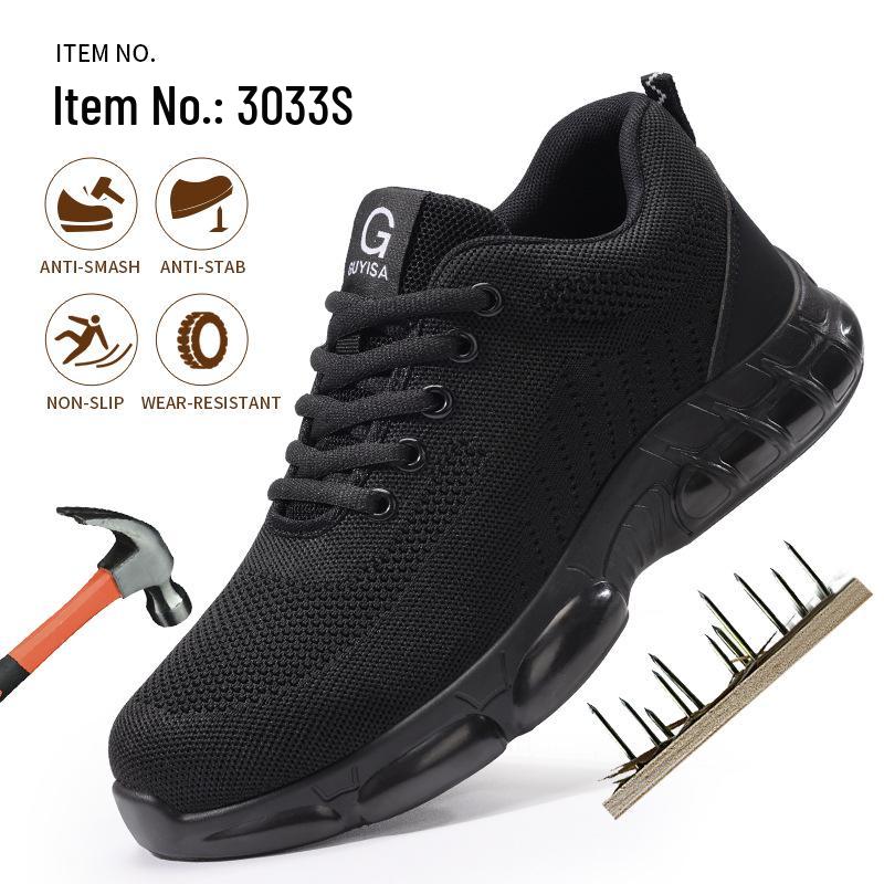 Men's Steel Toe Cap Safety Shoes: Breathable, Anti-Smash, Anti-Puncture, and Wear-Resistant for Cross-Border Labor Protection.