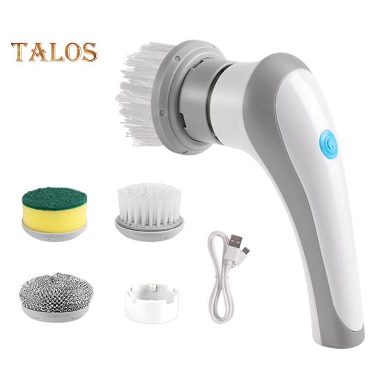 

Электрическая вращающаяся щетка для чистки, беспроводная щетка для чистки с мощным двигателем, вращающаяся на 360 градусов, ручная щетка для чистки плитки, пола белый