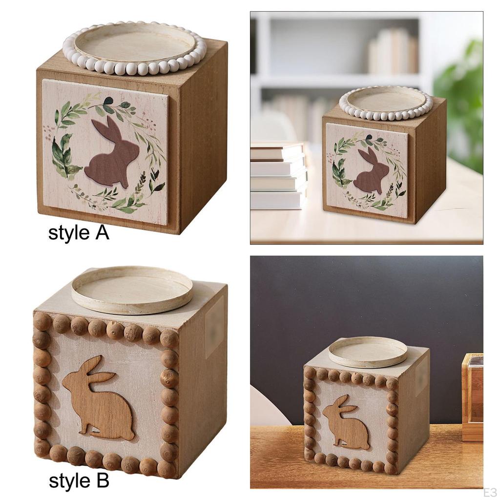 Bunny Print Wooden Candle Holder - Perfect for Home And Events