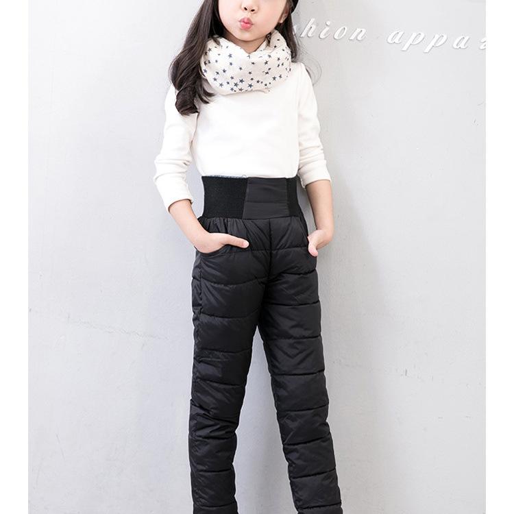 Casual Kids Boys Girls Winter Pants High Waist Padded Warm Trousers Teens Waterproof Ski Thick Pants