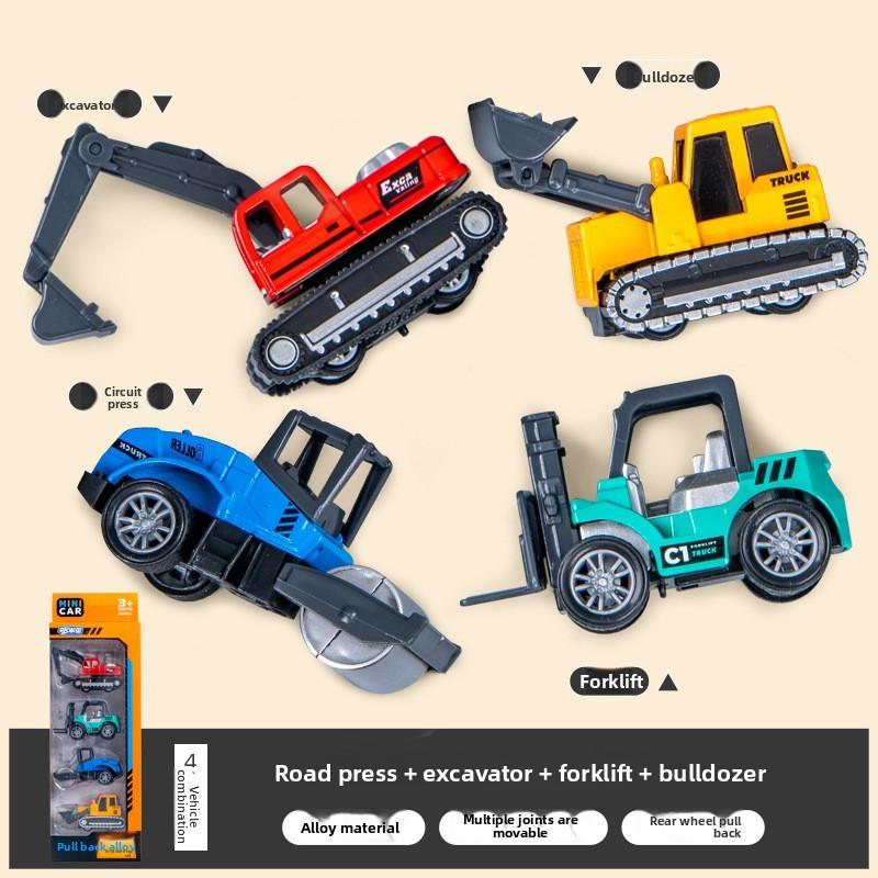 Kids Bulldozer Forklift Crane Construction Vehicle Model With Inertial Drive For Play And Collection