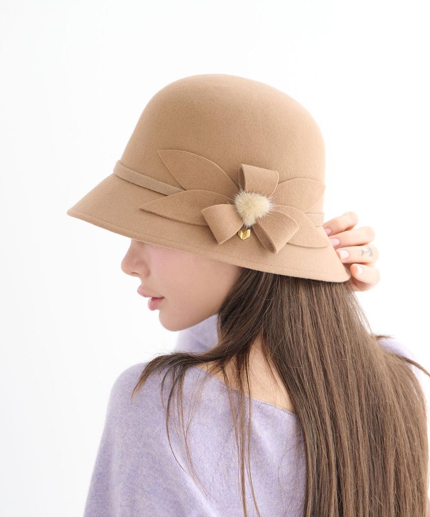 Koipeu Flower Wool Mink Cloche Cf073Ht038 Cam