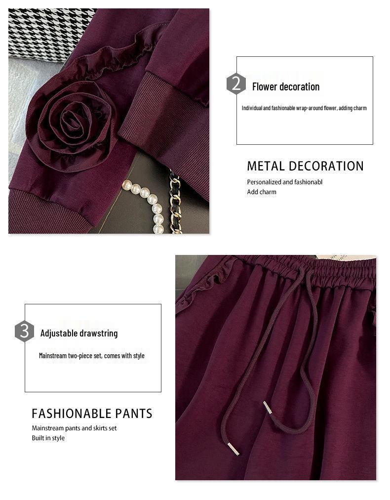 2025 Women's Casual Sports Commuting Suit – Autumn/Winter Sweatshirt & Wide-Leg Pants Fashion Two-Piece Set