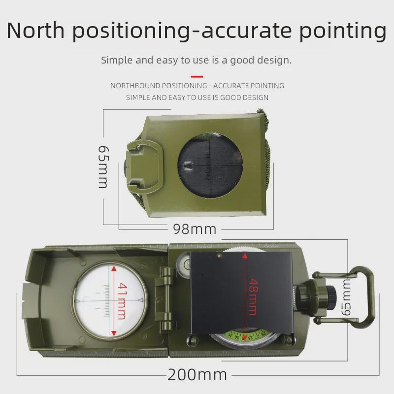 High-Precision Military Outdoor Compass K4074: Multi-Function, Luminous Metal In Green.