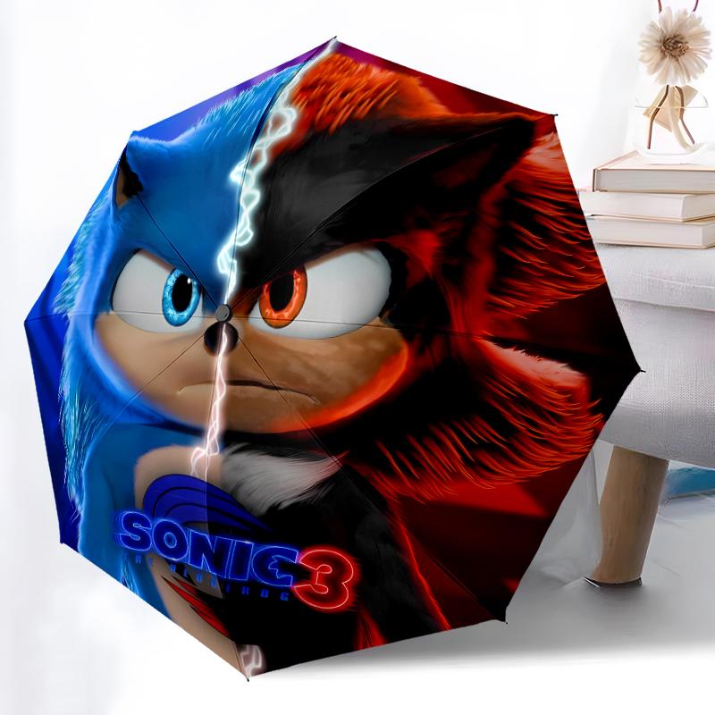 Printed Sonic the Hedgehog Printed Folding Umbrella,Outdoor,Leisure,And Travel Umbrella,Durable Umbrella Fabric,Birthday And Holiday Gift