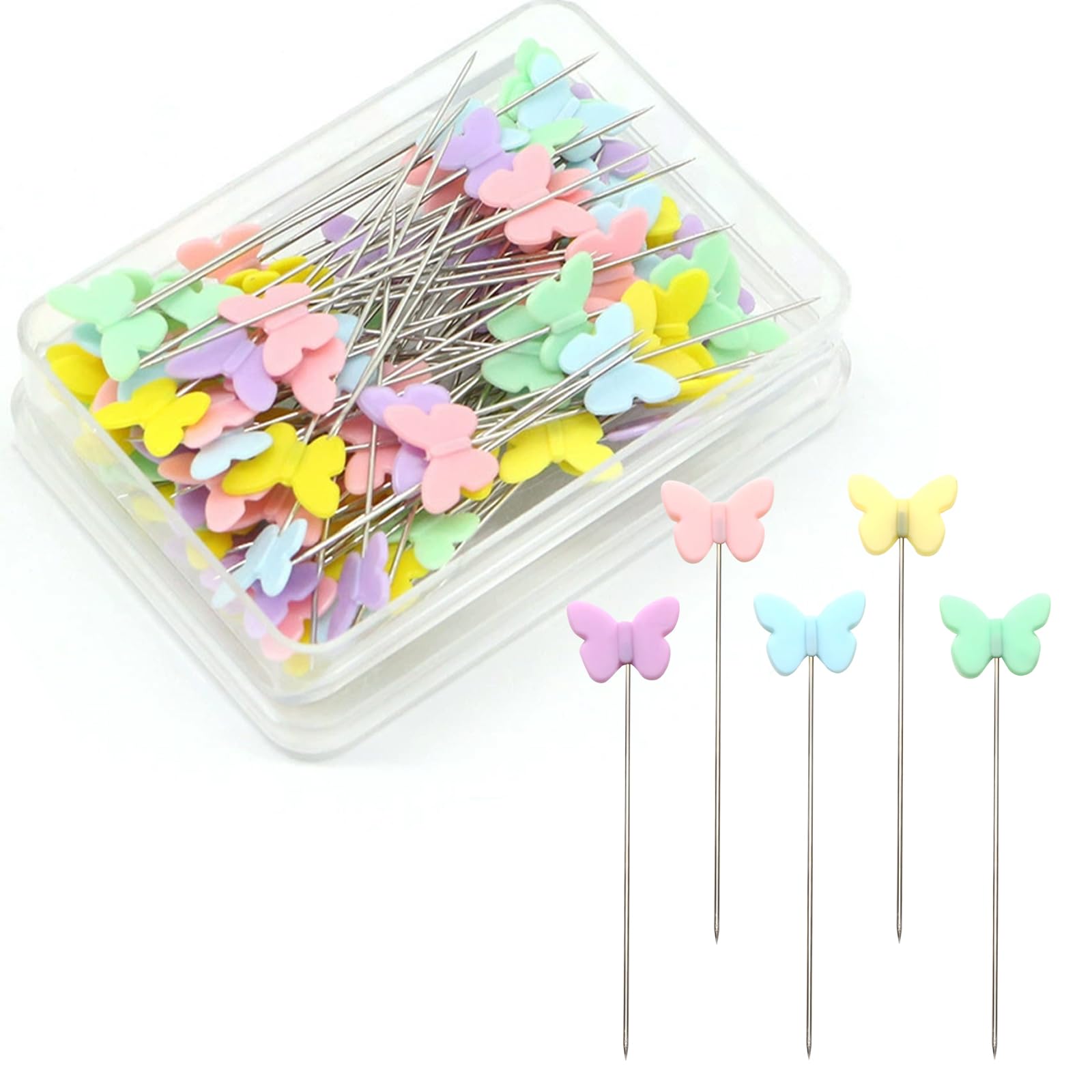 

100pcs Colored Sewing Pins for Fabric Flat Head Straight Pins with Storage Box for Dressmaker Sewing Project DIY Craft