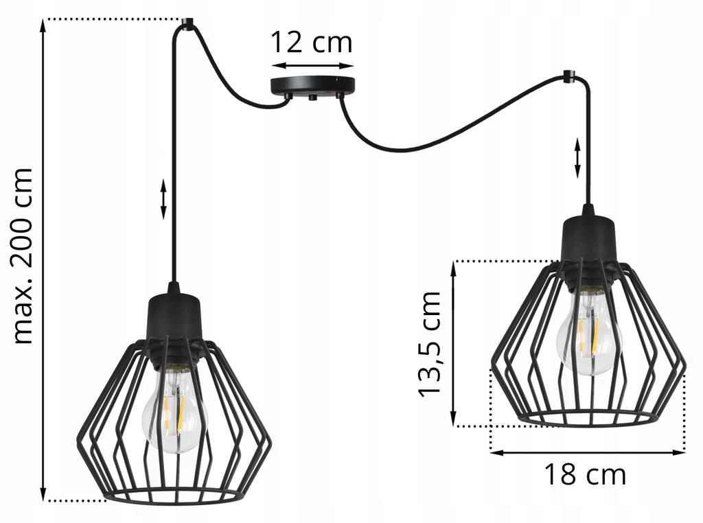 Hanging Lamp, Ceiling Chandelier, Wire Shade, Led