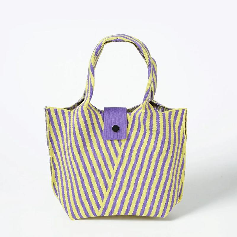 WTEMPO Simple Striped Niche Design Knitted Single-shoulder Tote Bags Women's Commuting Bucket Bags Large Capacity Versatile Bags