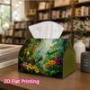 1pc, 2D Flat Printing, Tissue Box Jungle Symphony: Colorful Parrots And Tropical Flower Patterns Printed Party Tissue Box, Multifunctional Kitchen And