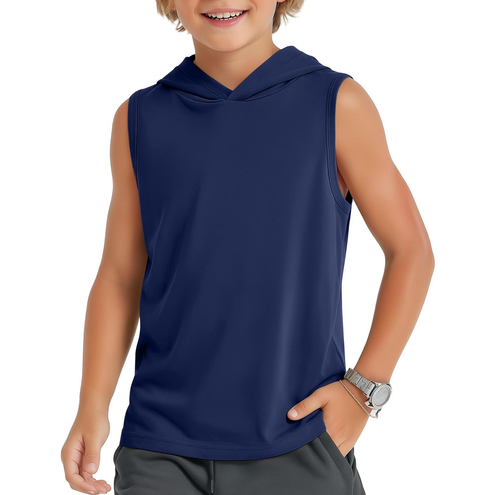 Kids Colorful Sleeveless Hoodie Vest - Pullover Top for Boys and Girls - Soft Casual Vest Hoodie for Daily Wear 150