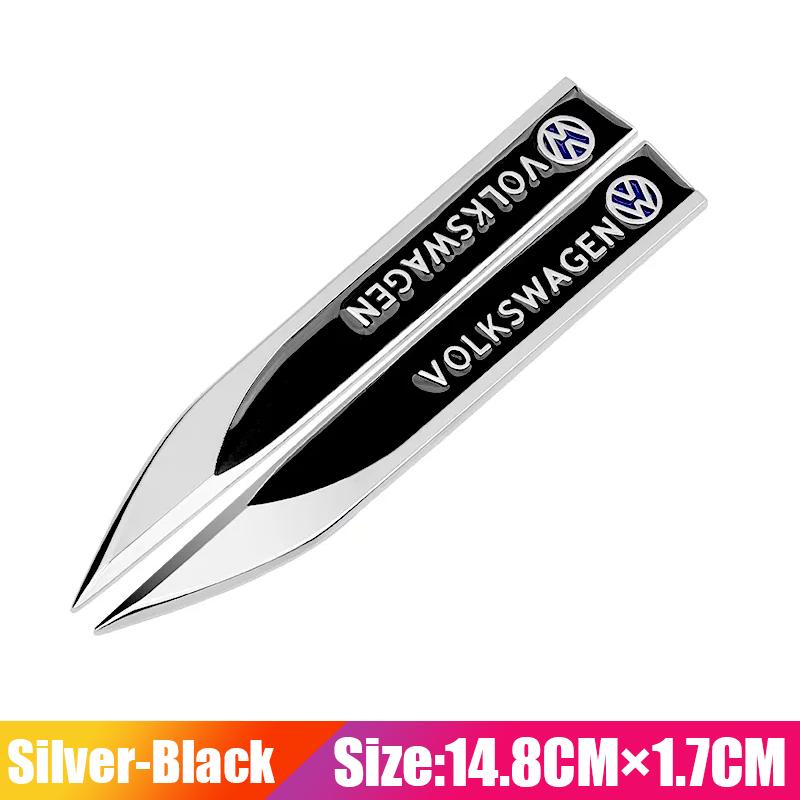 MPSGW1 2Pcs Car 3D Metal Side Badge Fender Emblem Body Stickers Accessorie For VW Golf Tiguan T-Roc Polo Passat ID.4 T-Cross ID.3 Taigo