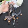 Leather Cartoon Dachshund Keychain with Woven Rope Pendant
