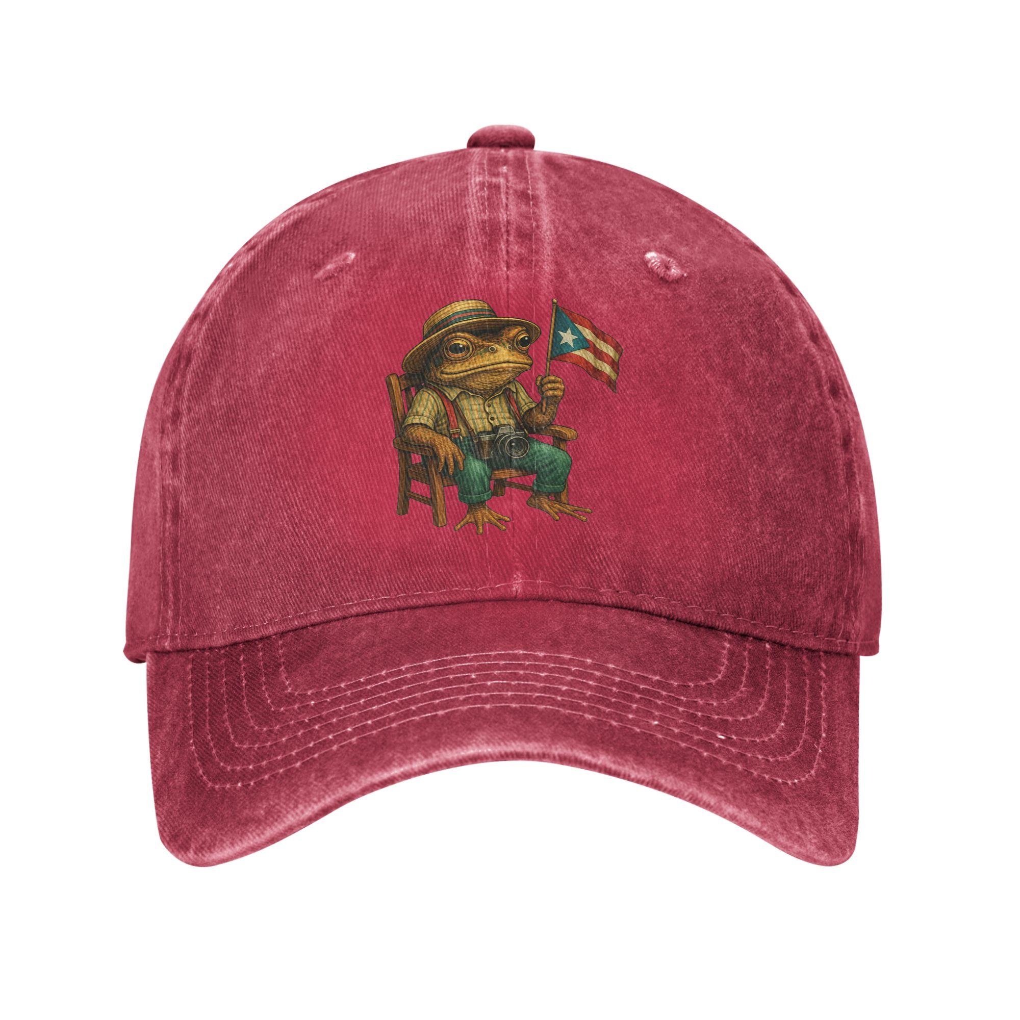 

Funny Coqui Frog Puerto Rico Flag Taino Boricua Hispanic Baseball Cap Summer Trucker Hat Sun-Proof Hats Men Women Baseball Caps One Size красный