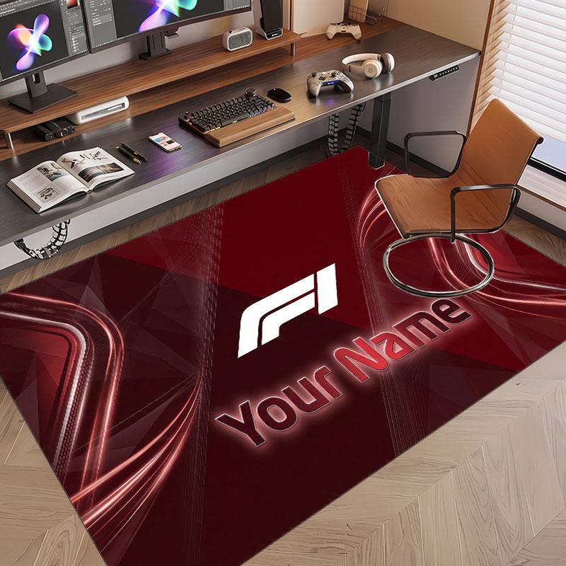 Custom Rug F1 Pattern Print Name Text Soft Non‑Slip Floor Carpet for Home Indoor Decoration