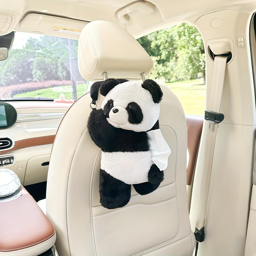 1pc Plush Panda Car Tissue Holder - Universal Fit & Easy Install | Soft Fabric Auto Organizer for SUV/Sedan