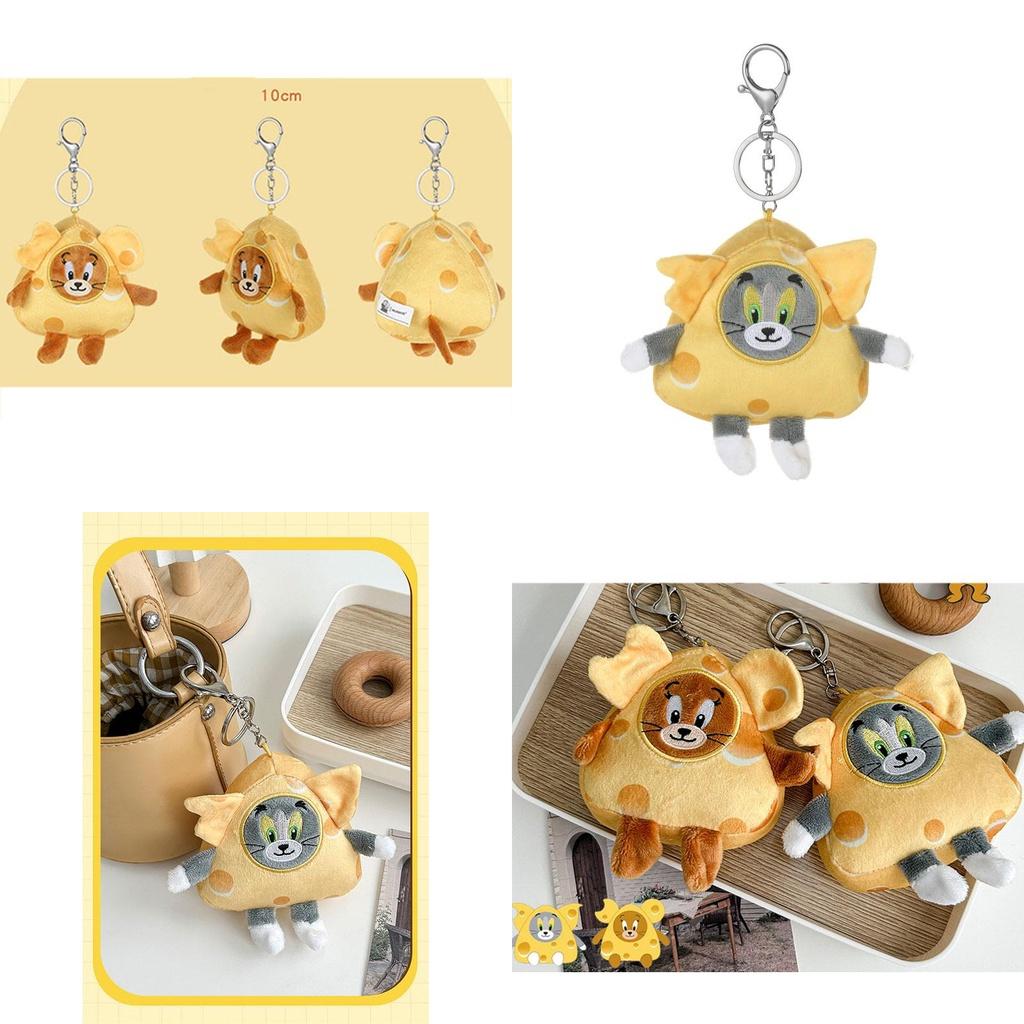 Authentic Tom And Jerry Cheese Plush Doll Pendant Cute Cartoon Tom Cat And Jerry Mouse Bag Decoration Perfect Gift For All Ages