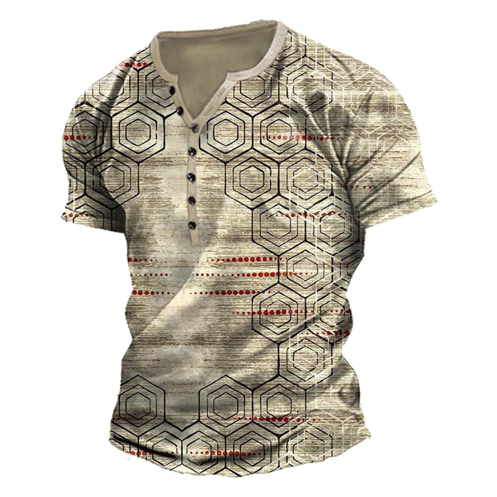 

Мужская футболка с принтом на открытом воздухе, свободный топ с короткими рукавами на пуговицах в стиле ретро XXL