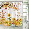 Fall Maple Leaves Shower Curtains Rustic Farm Truck Sunflower Pumpkin Squirrel Autumn Thanksgiving Bathroom Decor Set With Hooks