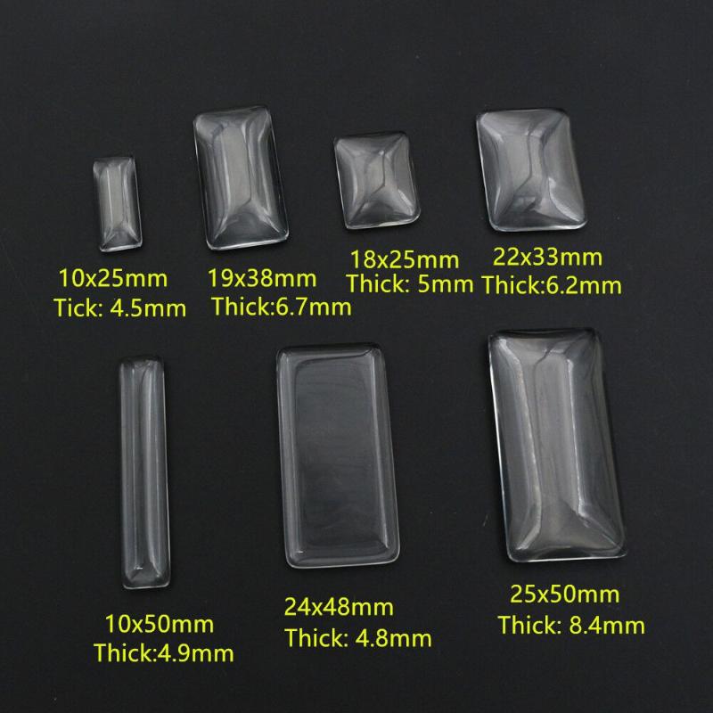 20 sztuk przezroczysty prostokątny kaboszon szklany 10x25mm 10x30mm 19x38mm 10x50mm płaski tył DIY biżuteria