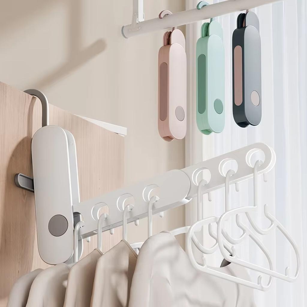 Portable Folding Clothes Hanger with Seven Holes Travel Multi Function Drying Rack for Hotel Business Trip Compact Space Saving Design