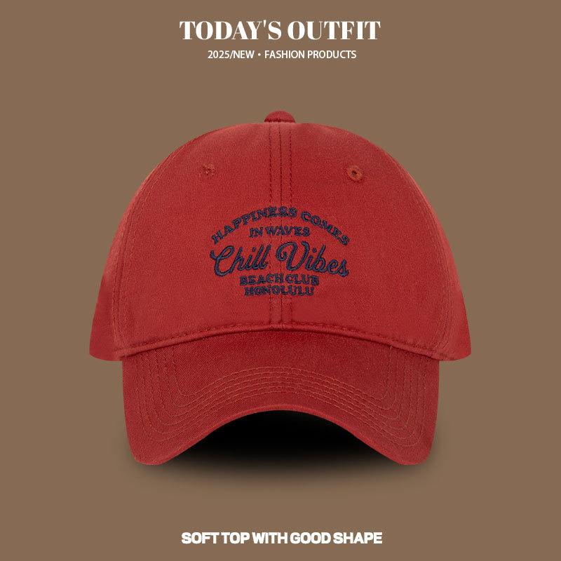 Retro American Three Dimensional Embroidered Letters Baseball Hat for Women Street Versatile Face Showing Little Couple Baseball Cap