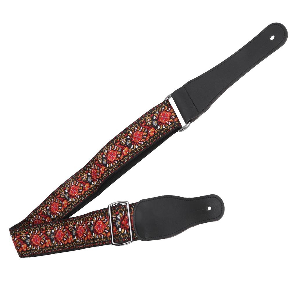 Guitar Strap Shoulder Embroidery Grain Leather   Accessory for Acoustic Electric Folk