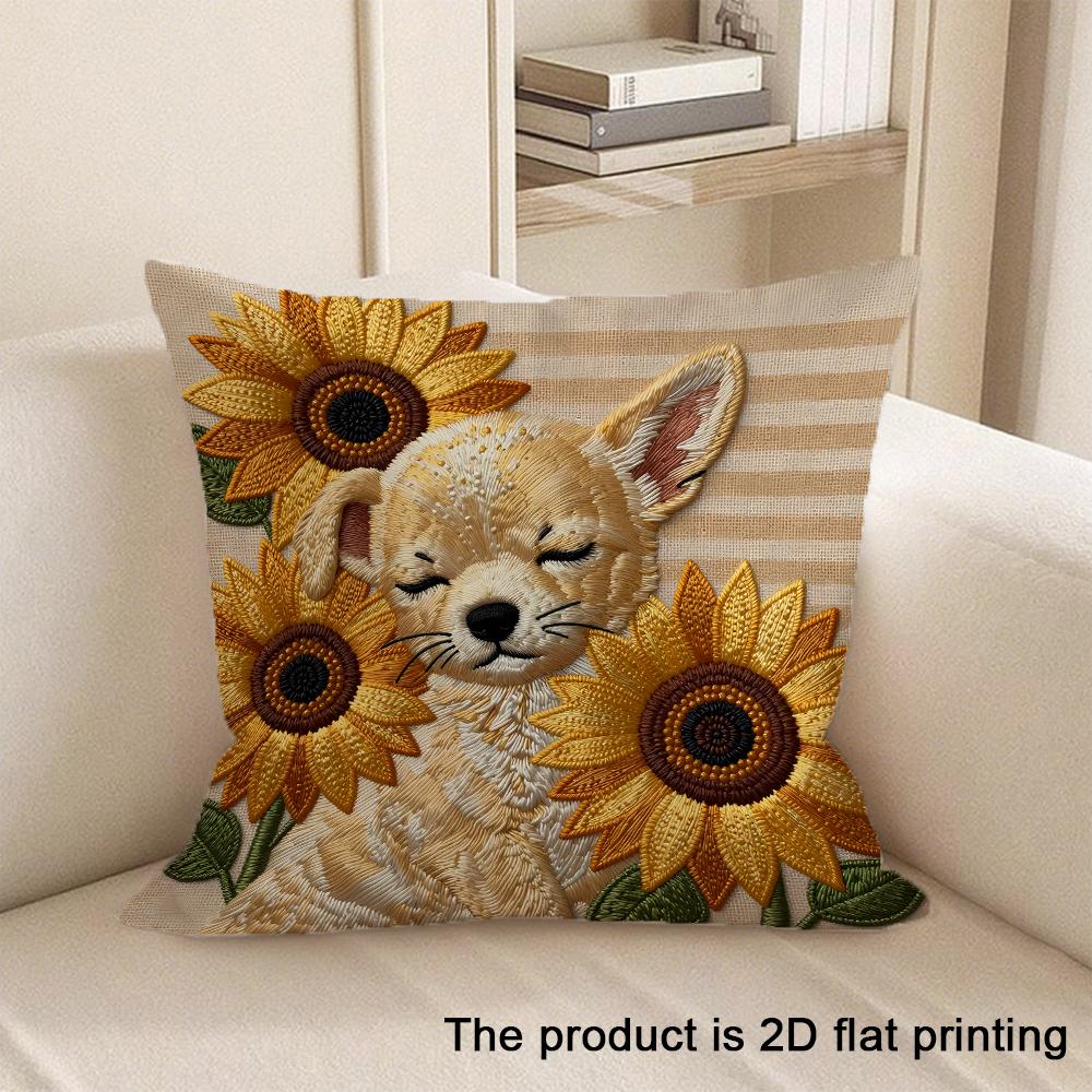 1pc 2D Flat Printed Animal Patterned Pillowcases Sofa Cushion Cover Home Bedroom Room Decoration