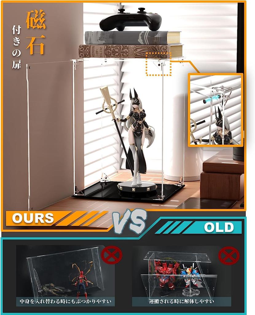 COOLTAKU Figure UV Magnetic Magnetic Front Collection More Assembled Acrylic Display Stain Cleaning Cloth Figure Storage 30 X Depth 15 X Height Black