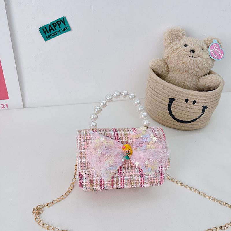 Stylish Kids Crossbody Bag With Bowknot Pearl Detail Charming Chic Design For Little Girls