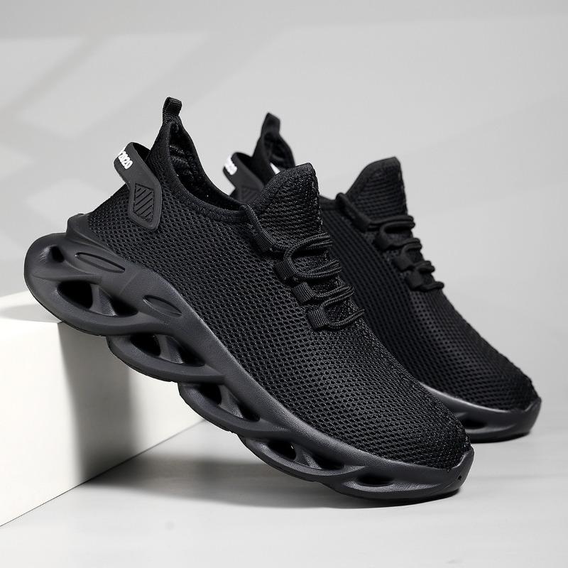 Men's Breathable Knit Blade Sneakers Non-Slip Cushioned Athletic Running Shoes for Outdoor & Casual Wear