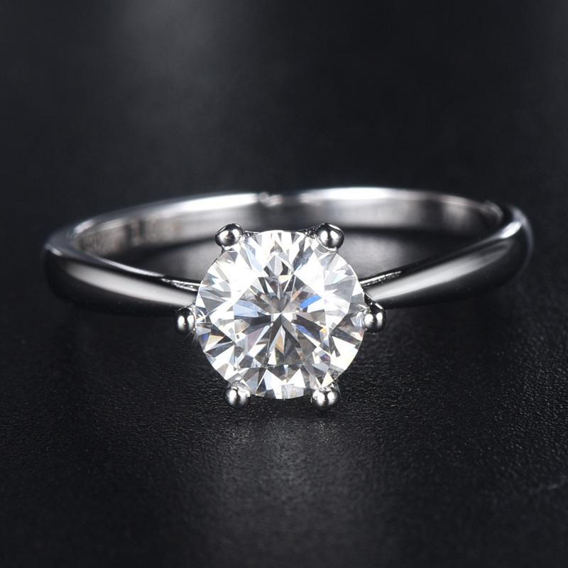 Echter 925 Sterling Silber D Farbe Moissanit Ring Brillantschliff Diamant Test bestanden Sechs Krallen Moissanit Ringe für Frauen Schmuck