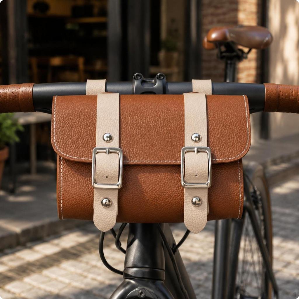 Borsa in Pelle per Bicicletta Vestibilità Universale Tasca Vintage per Bici Design Decorativo Retrò per Pendolarismo,