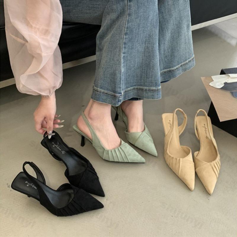 Fashion Elegant High-heeled Single Shoes Pointed Head 2025 Summer New Women's Temperament Lightweight Comfortable Back Strap Cool Pumps