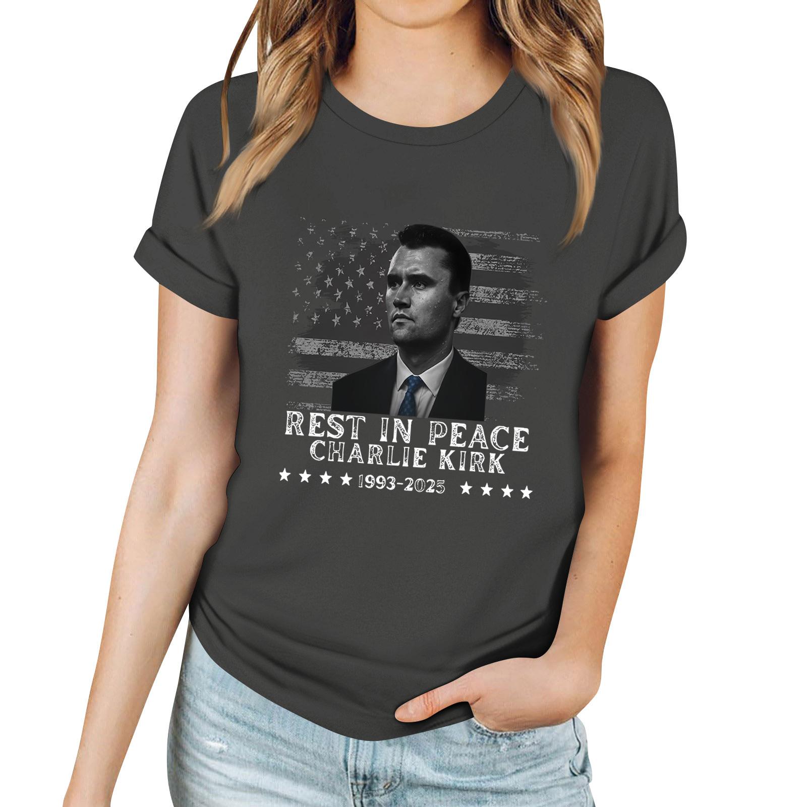 

Женская повседневная футболка с принтом, пуловер с круглым вырезом, топ с короткими рукавами M